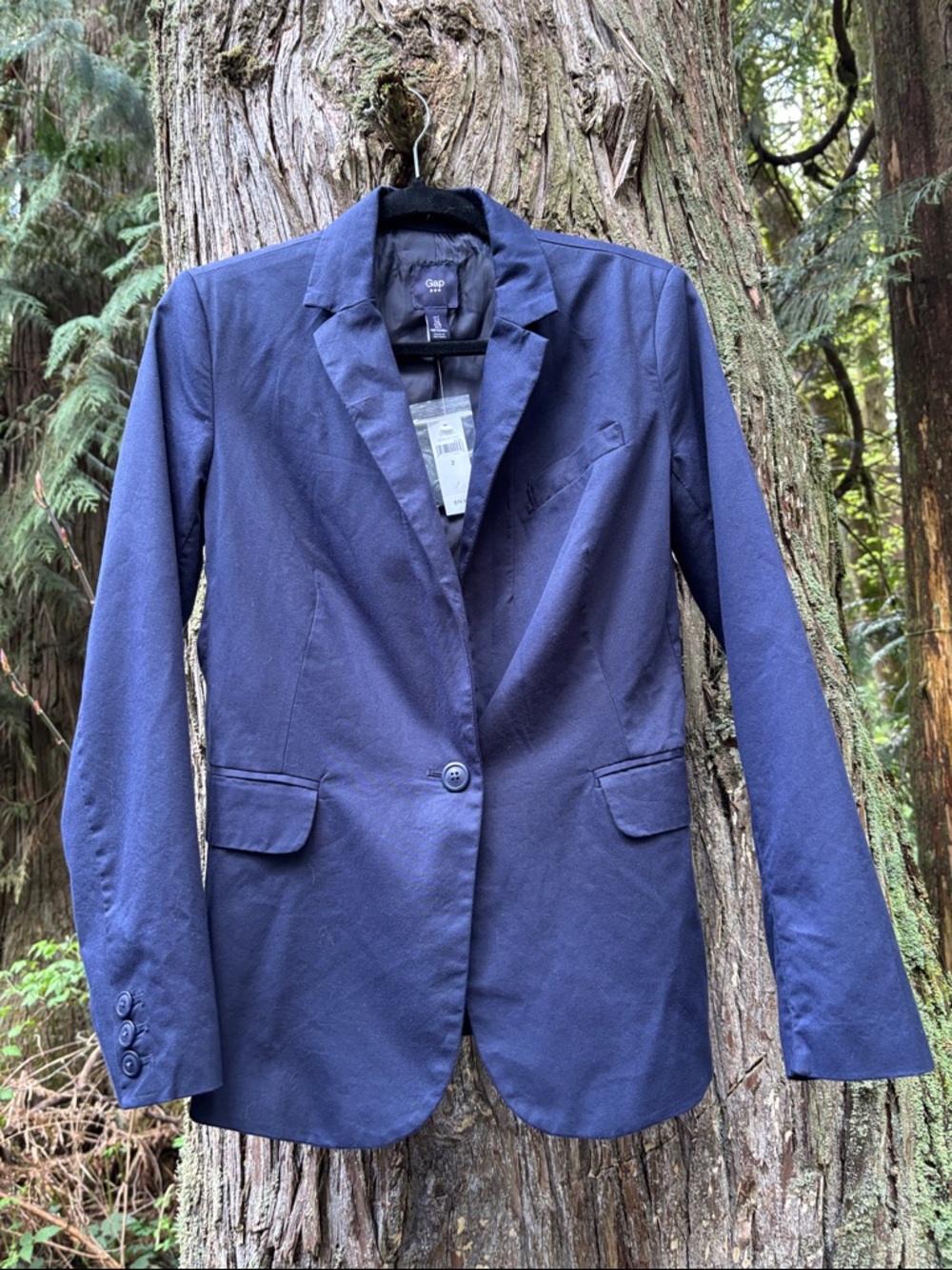 GAP Women's Navy Tailored Single-Button Blazer